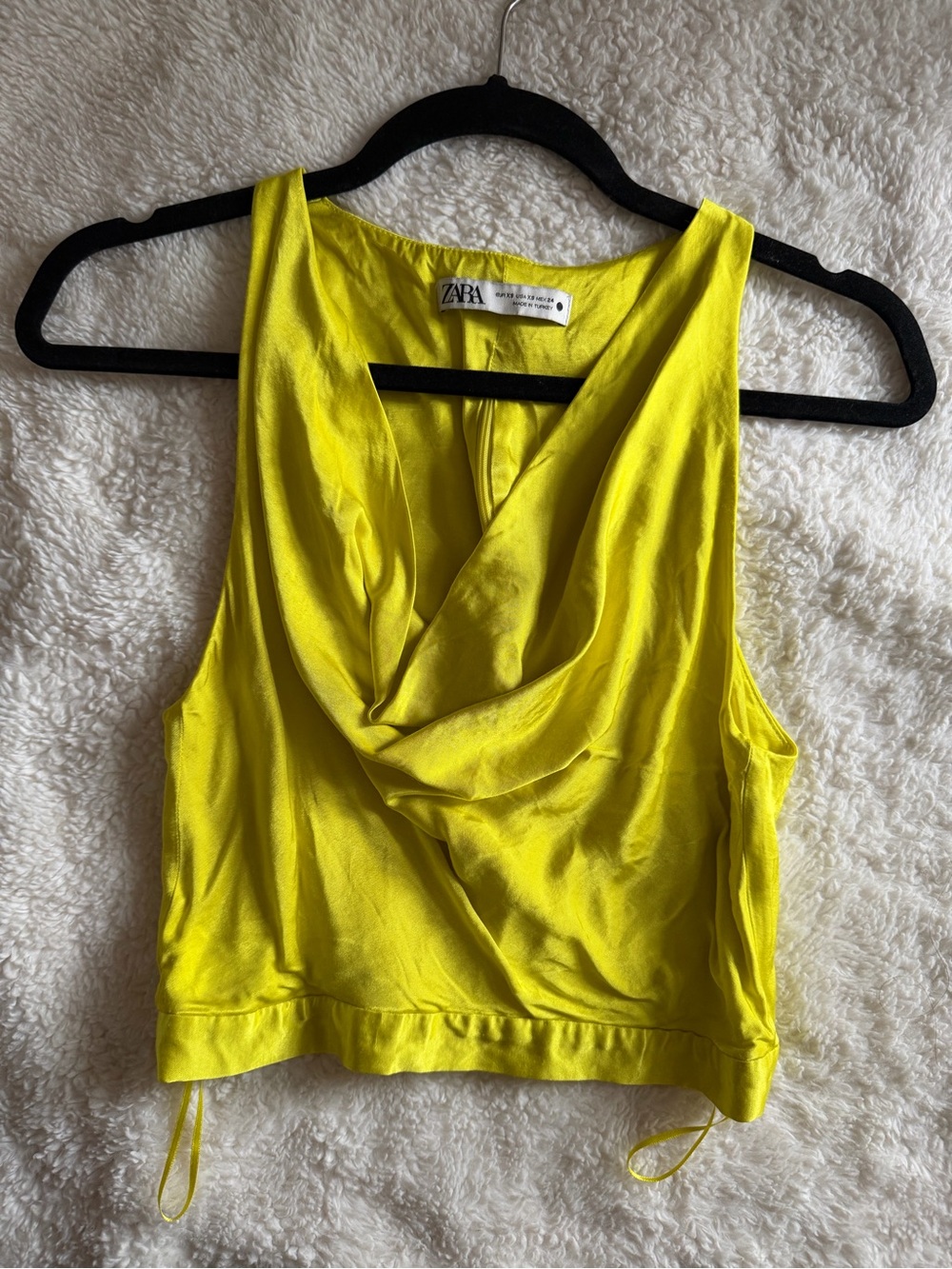 Zara Bright Yellow/Green Draped Cowl Camisole